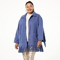 Tower Hill by Christie Brinkley Brushed Faux Melton Jacket with Fringe