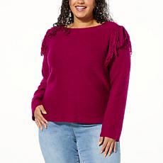 Tower Hill by Christie Brinkley Fringe Detail Boatneck Sweater