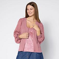 Tower Hill by Christie Brinkley Mixed Media Scalloped Edge Cardigan