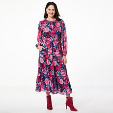 TWRHLL by Christie Brinkley Crinkle Chiffon Tiered Maxi Dress