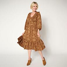 TWRHLL by Christie Brinkley Floral Jacquard Midi Dress