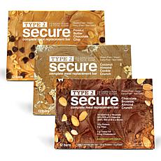 Type 2 Secure Complete Meal Replacement Bars with Stevia - 36-count