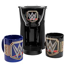 Uncanny Brands WWE Single Cup Coffee Maker Gift Set with 2 Mugs 