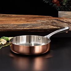 Vintage Polished Tri-Ply Copper Deep Skillet 8"