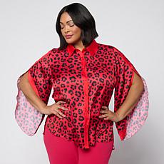 Vivica A. Fox Collection Split-Sleeve Button-Down Top