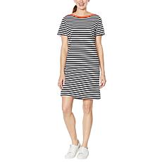WE by Living in Yellow Striped Short Dress with Contrast Trim