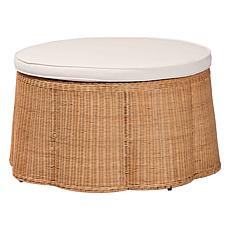 Wholesale Interiors bali and pari Rattan Ottoman w/Cushion Round Lrg