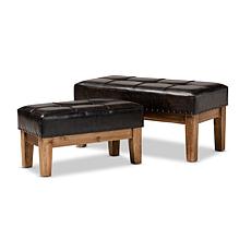 Wholesale Interiors Lenza Faux Leather Upholstered 2-Piece Ottoman Set