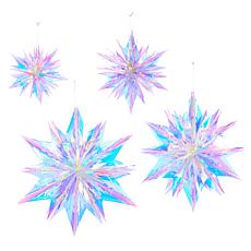 Winter Lane 4-Piece Iridescent Snowflake Ornament Set 