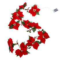 Winter Lane 6' Lighted Poinsettia Garland with 6-Hour Timer