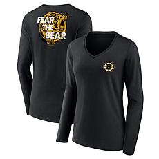 Women's Fanatics Black Boston Bruins Territorial Long Sleeve V-Neck...