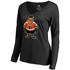 Women's Fanatics Black Philadelphia Flyers Gritty Long Sleeve V-Nec...