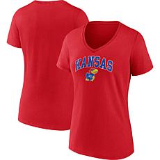 Women's Fanatics Red Kansas Jayhawks Evergreen Campus V-Neck T-Shirt