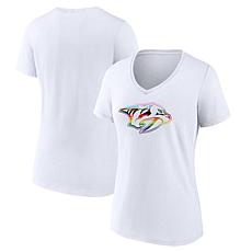 Women's Fanatics White Nashville Predators Team Pride Logo V-Neck T...