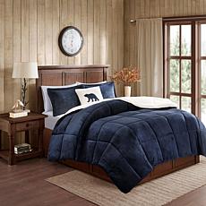 Woolrich Alton 4-pc Navy/Ivory Plush Sherpa Full/Queen Comforter Set