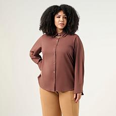Wynne Collection Cotton Span Shirt with Cuff Detail