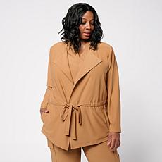 Wynne Collection Luxe Crepe Drape Front Jacket