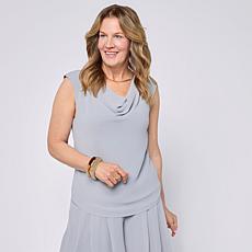 WynneCollection Chiffon Cowl Neck Sleeveless Top