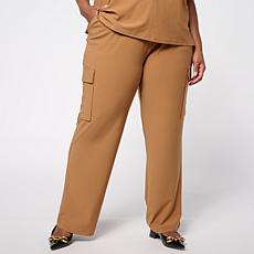 WynneCollection Luxe Crepe Clean Cargo Straight Pant