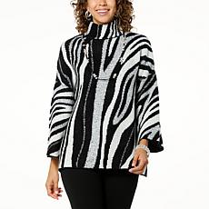 WynneCollection Marbleized Jacquard Pullover Sweater 