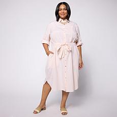 WynneCollection Oxford Duster Shirt Dress