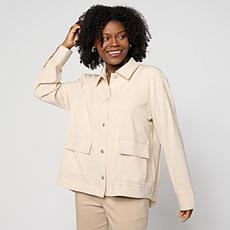 WynneCollection Pique Tencel Blend Shirt Jacket