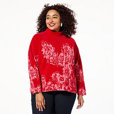 WynneCollection Plush Chenille Floral Jacquard Sweater