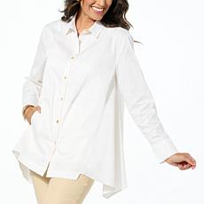 WynneLayers Cotton-Blend Stretch Poplin Button-Down Shirt
