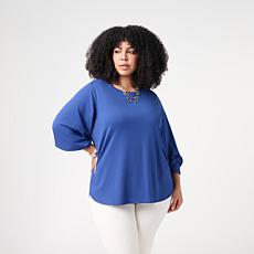 WynneLayers Crew-Neck Curved Hem Top