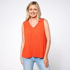 WynneLayers Pleated Crepe Knit Tank Top