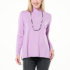 WynneLayers SoftKNIT Crossover Mock Neck Sweater