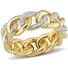 Yellow Gold-Plated Sterling Silver .25ctw Diamond Link Band Ring