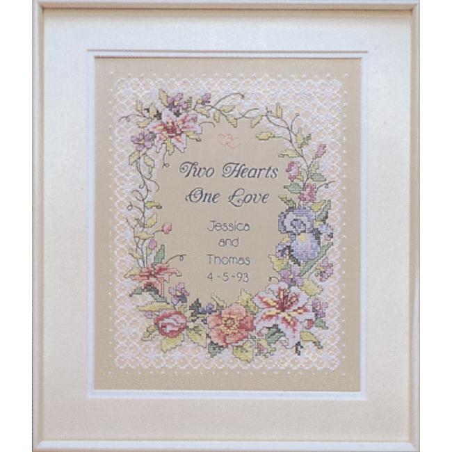 Dimensions Stamped Cross Stitch Kit 11X14 Two Hearts Wedding Record