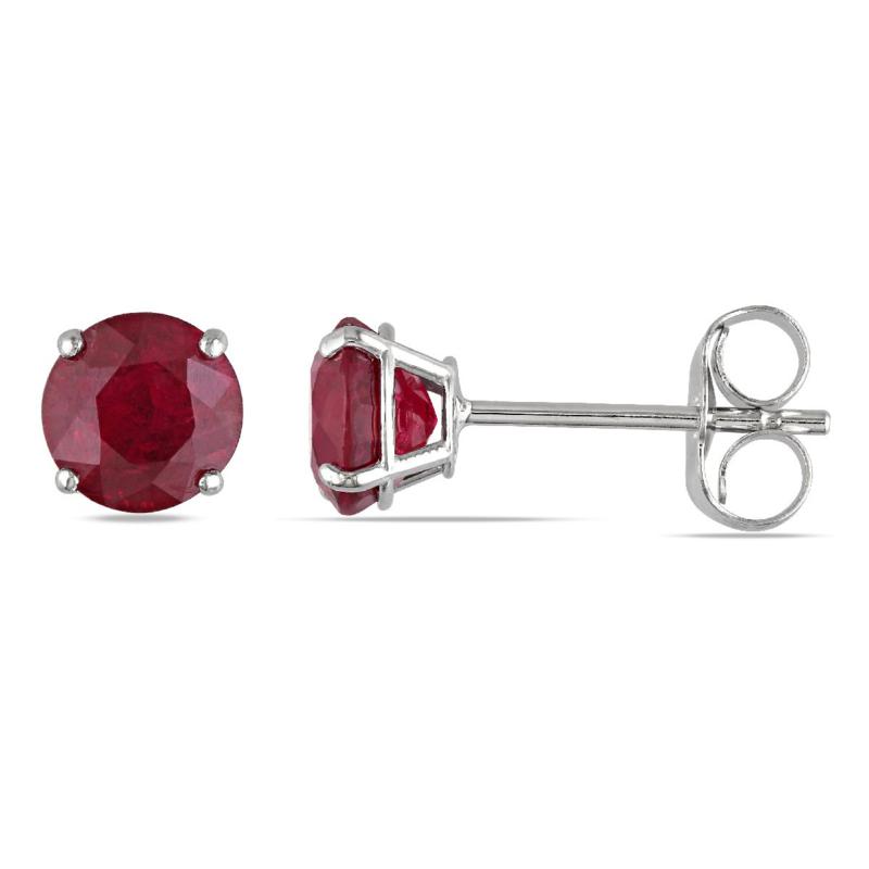 1.28ctw Ruby 14K White Gold Stud Earrings