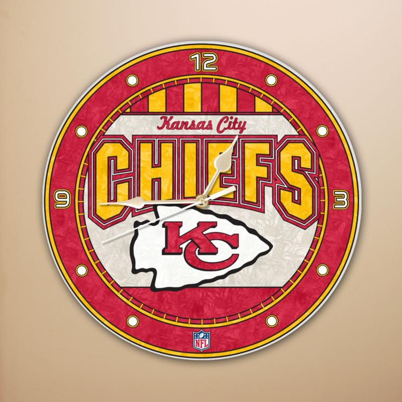Kansas City Chiefs NFL Art Glass Wall Clock