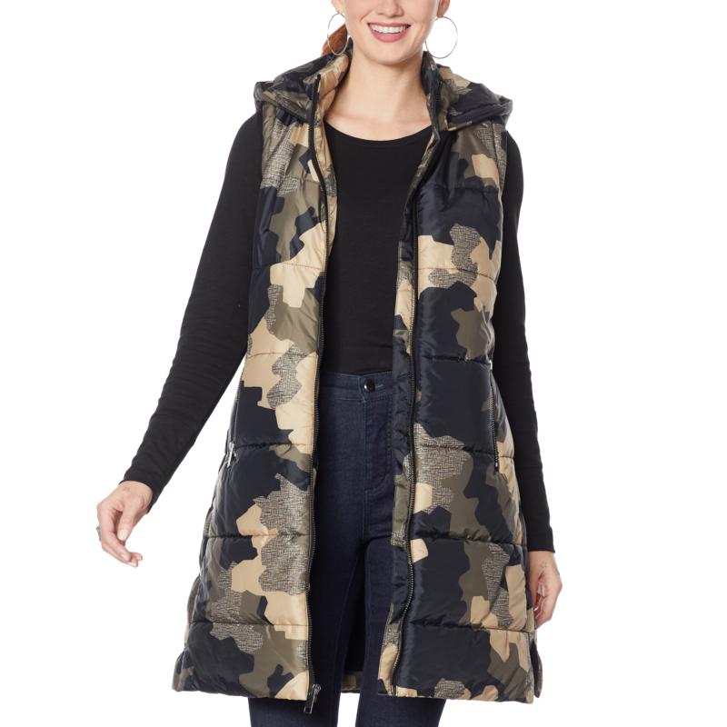 "As Is" G by Giuliana Printed Puffer Vest with Hood