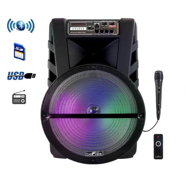 beFree Sound 15" Bluetooth Rechargeable Portable Party Speaker w/LEDs