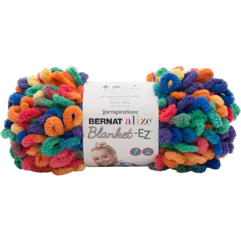 Bernat Alize Blanket-EZ Yarn - Bright Rainbow