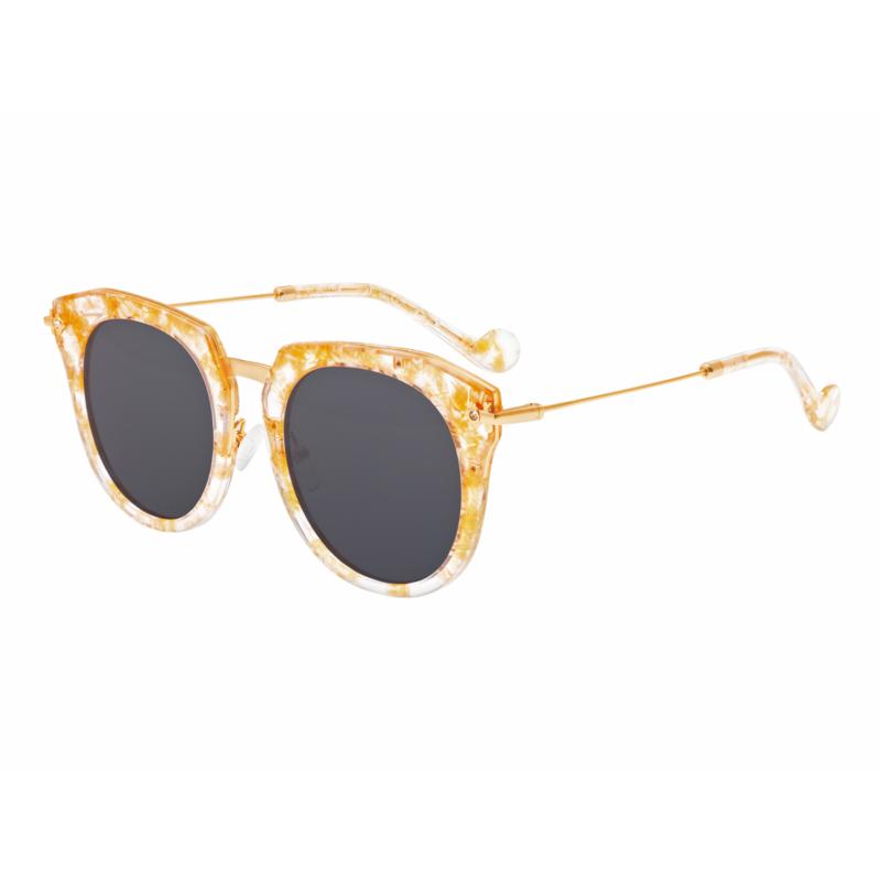 Bertha Aaliyah Polarized Sunglasses - Peach Tortoise Frame, Black Lens