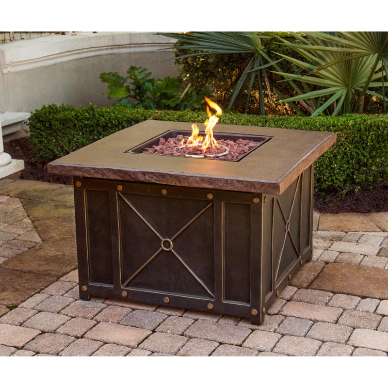 40 In Square Gas Fire Pit With Durastone Top 8054600 Hsn