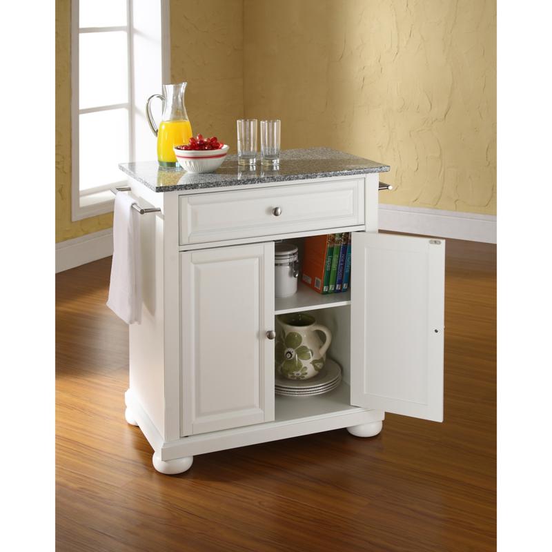 Crosley Alexandria Solid Granite Top Portable Kitchen Island   White   7743743