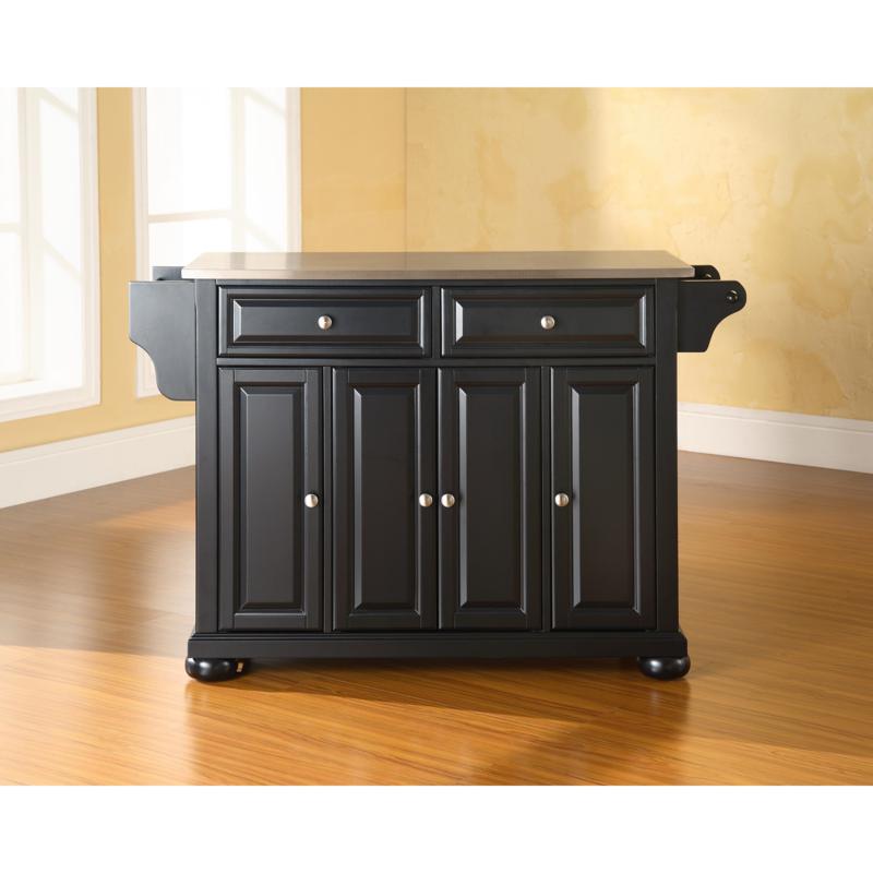 Crosley Alexandria Stainless Steel Top Kitchen Island   Black   7743694