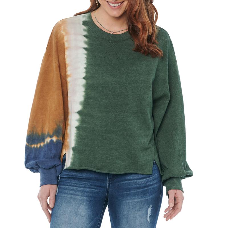 Democracy Womens Long Printed Sweatshirt with Sleeve Ring Democracy Womens Long Printed Sweatshirt with Sleeve Ring