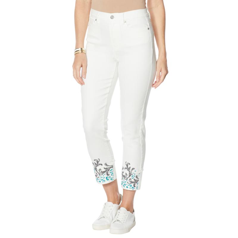 jeans with embroidered cuffs