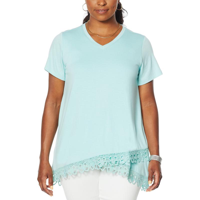 DG2 by Diane Gilman Hi-Low Lace Hem Tee