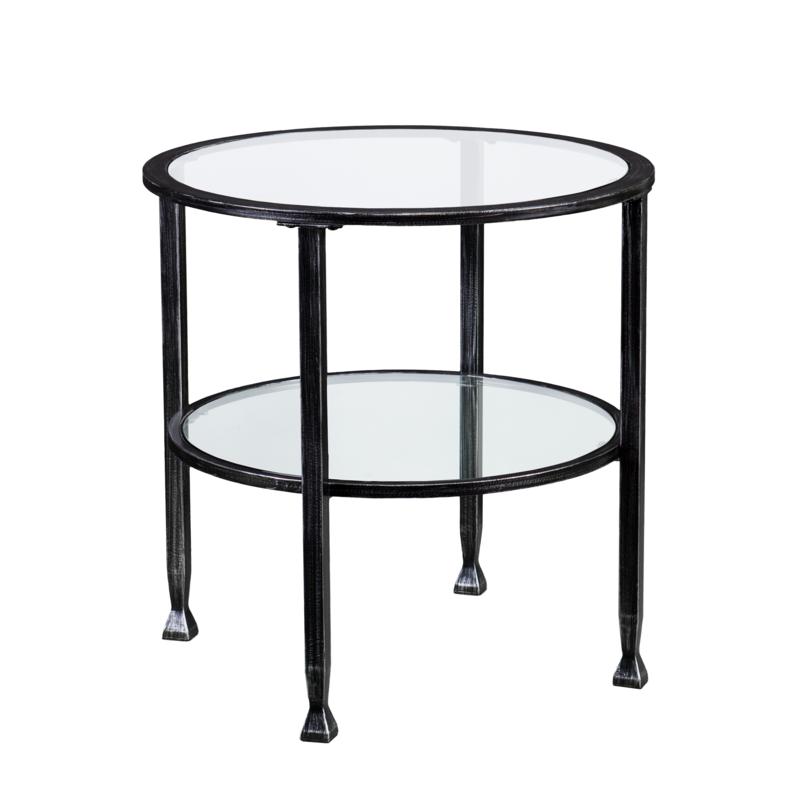 Southern Enterprises Dina Metal Glass Round End Table Black 8505136 Hsn