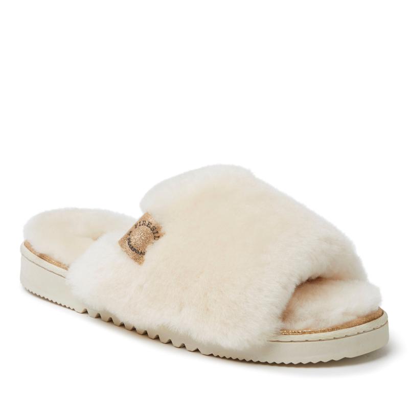shearling slide slippers