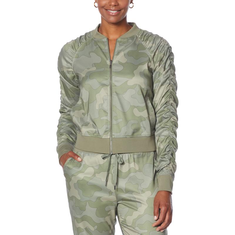 ruched bomber jacket