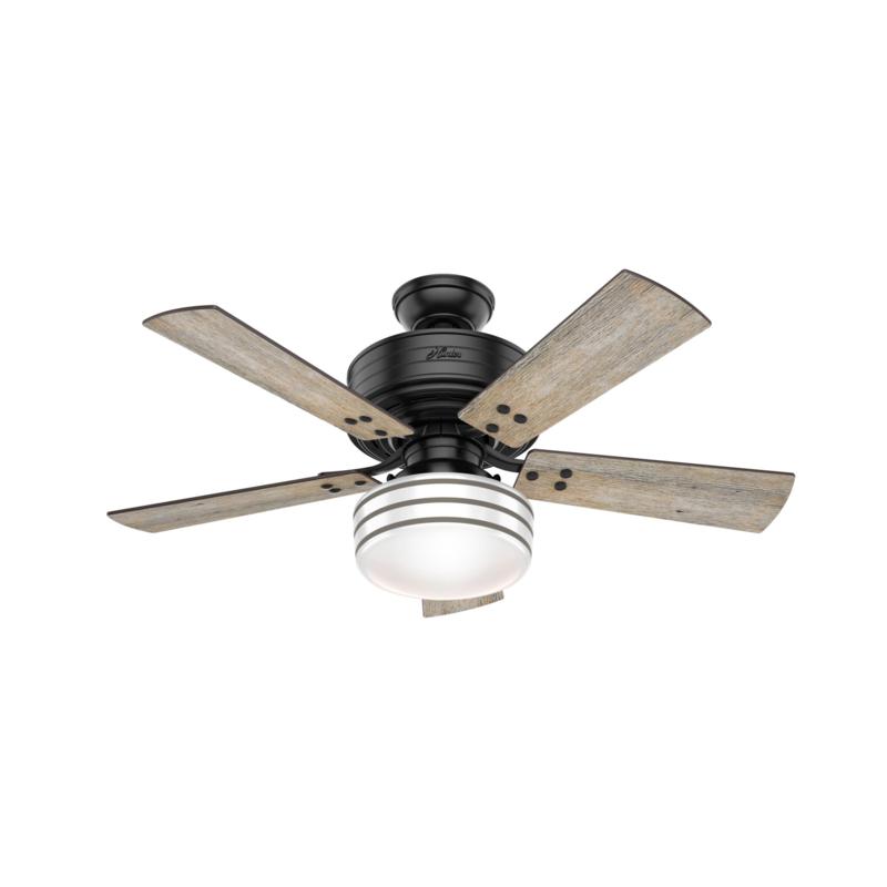 Hunter 44 Cedar Key Matte Black Damp Rated Remote Control Ceiling Fan 9705331 Hsn Hunter 44 Cedar Key Matte Black Damp, Rustic Ceiling Fans With Lights And Remote Control