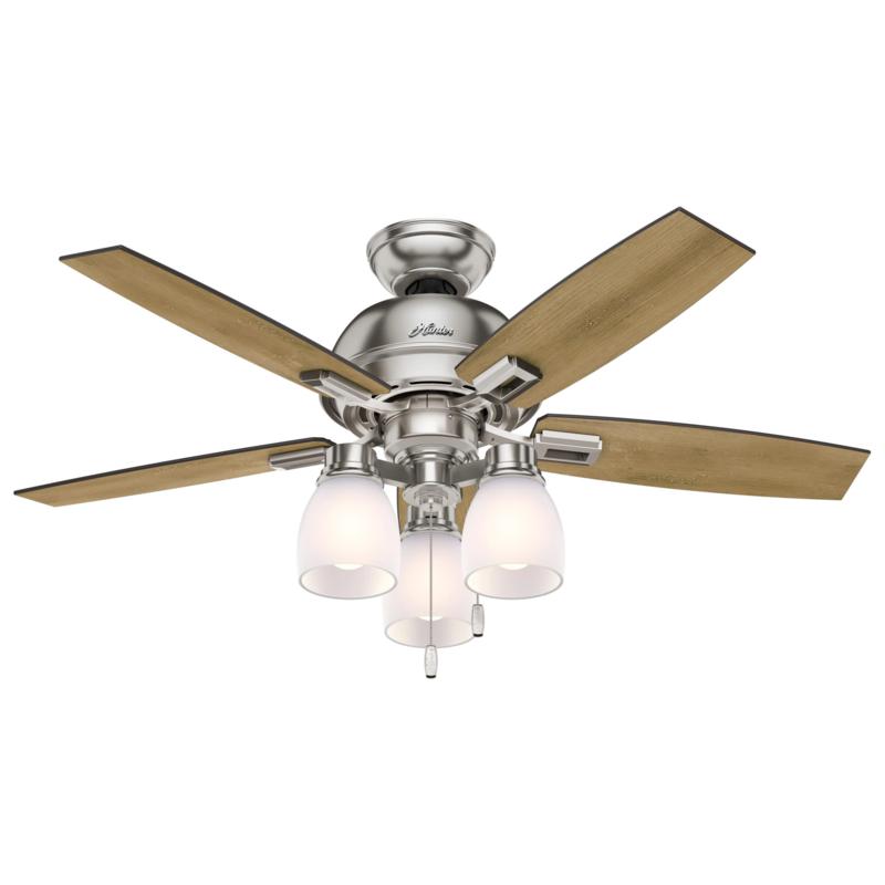 Hunter 44" Donegan Nickel Ceiling Fan w LED Light Kit and Pull Chain